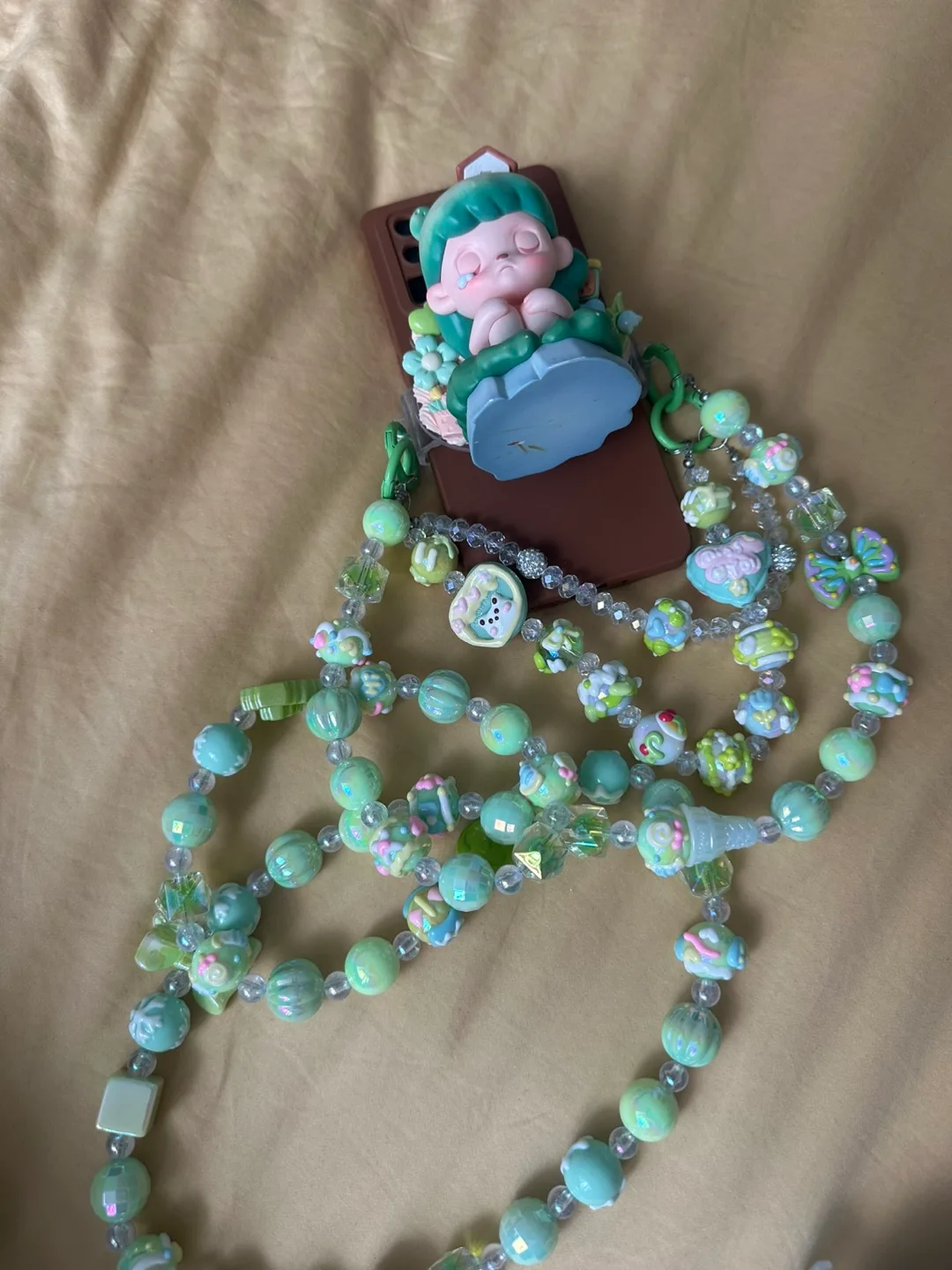 Brown Phone Case with Green Charm thumbnail