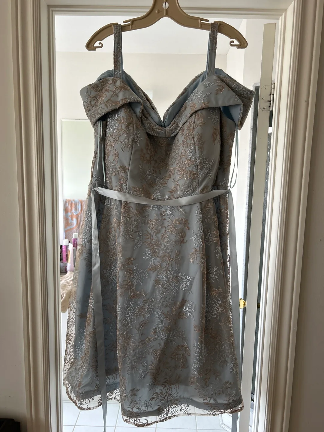 Blue Floral Dress with Straps thumbnail