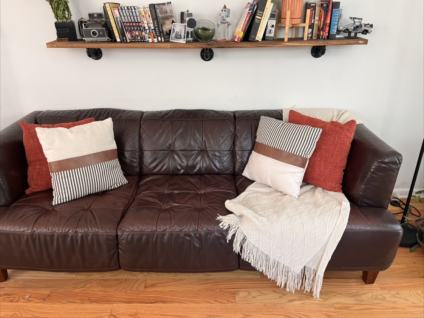 Brown Leather Sofa Couch - photo 3