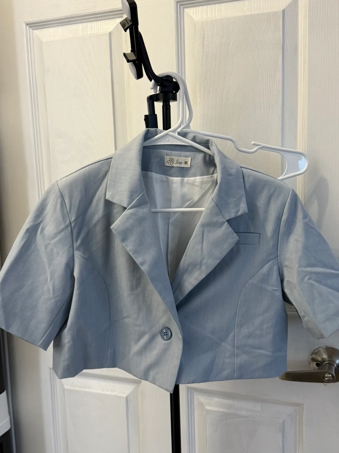Light Blue Cropped Blazer - Size M thumbnail