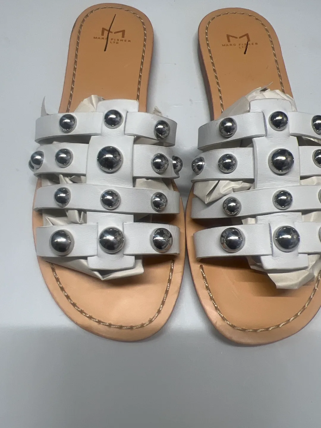 Marc Fisher LTD Women's White Leather Sandals thumbnail