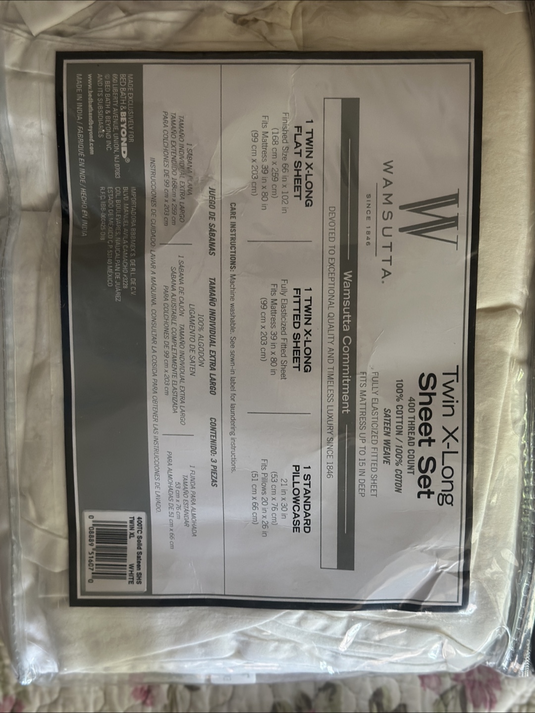 Wamsutta Twin X-Long 400 Thread Count Sheet Set - White - photo 2