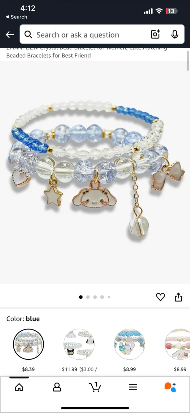 Blue Beaded Bracelet Set with Charms thumbnail