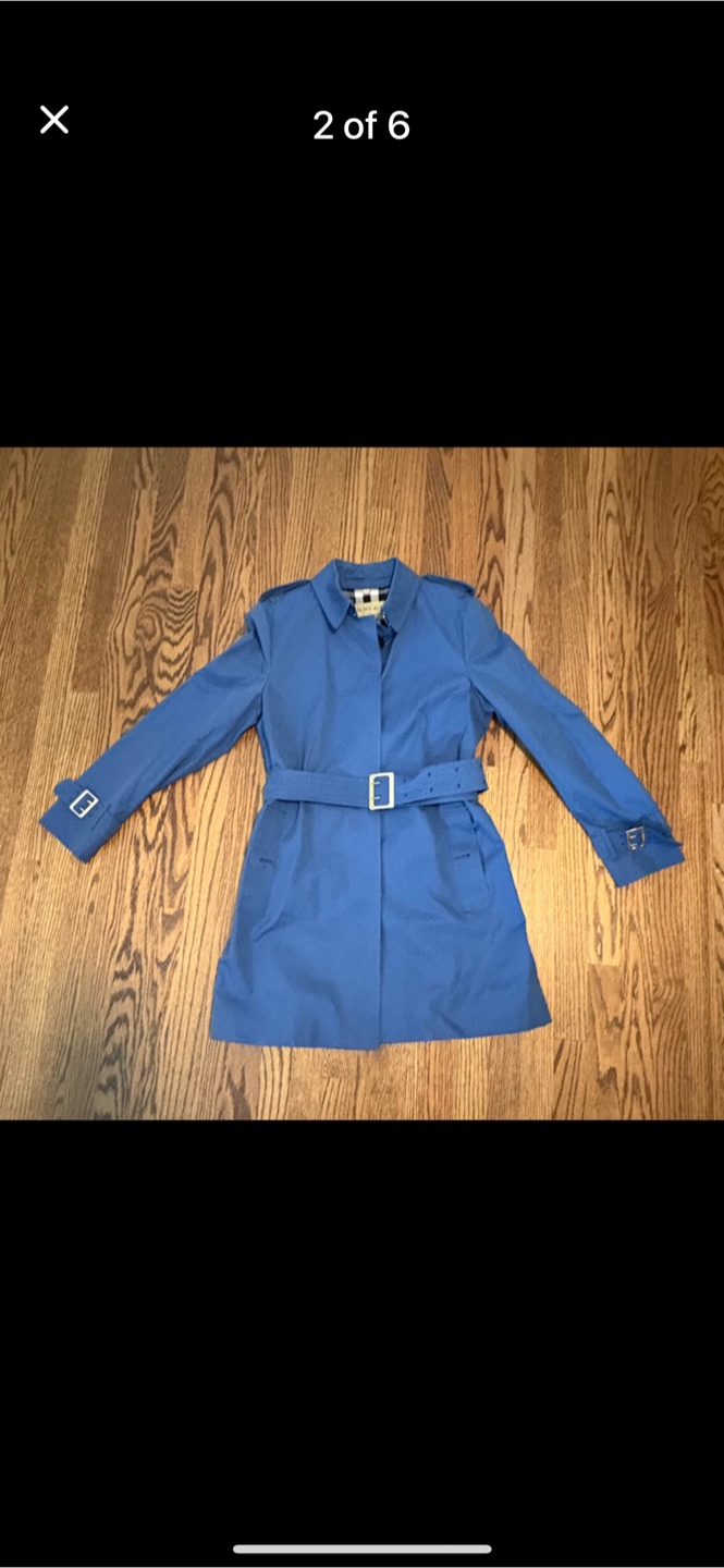 Burberry London England Blue Trench Coat