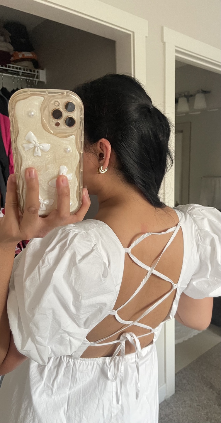 White Puff Sleeve Dress - photo 2
