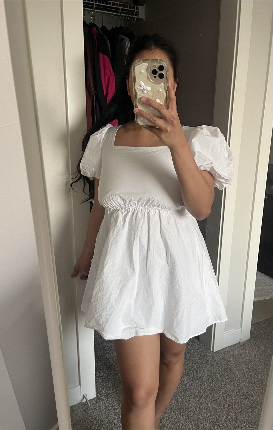 White Puff Sleeve Dress