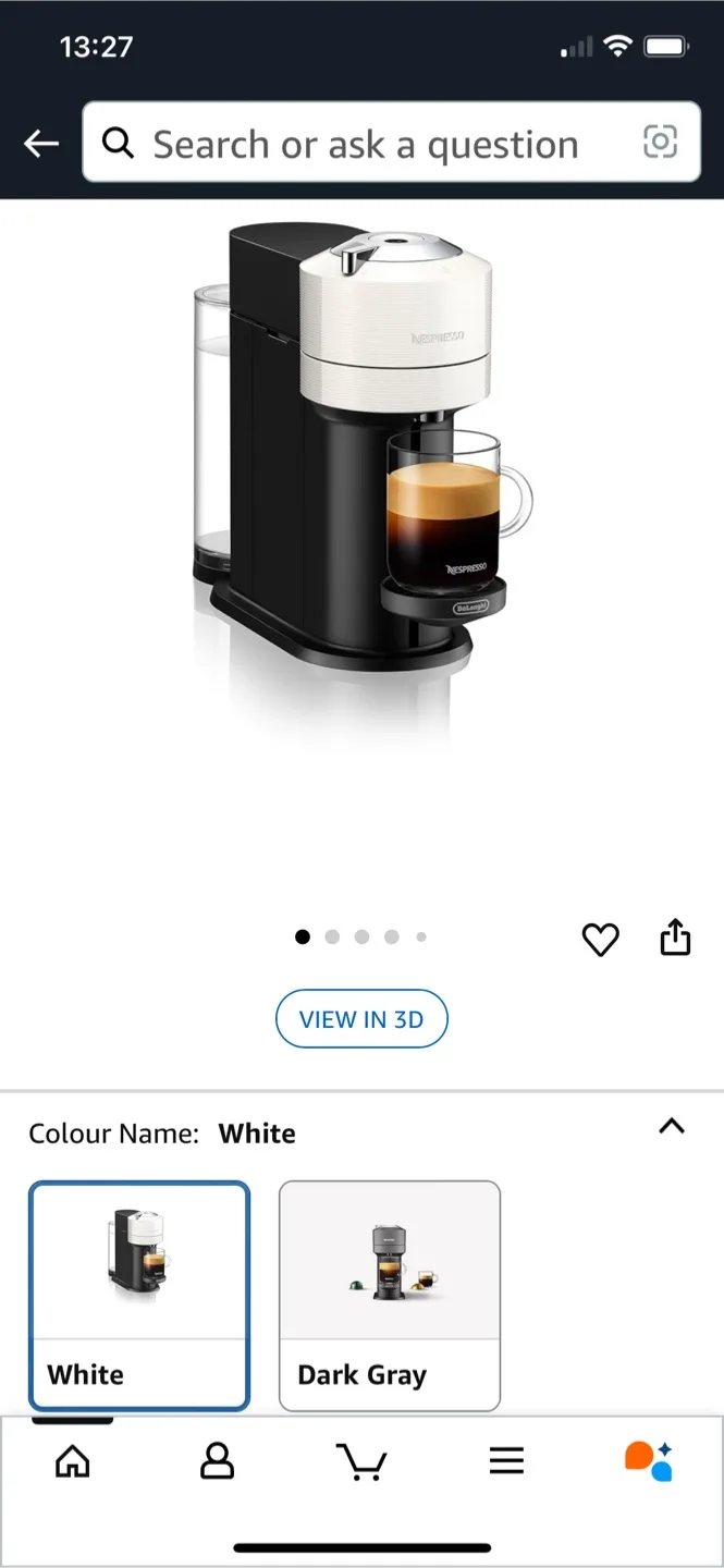 Nespresso Vertuo Next Coffee Machine - White thumbnail