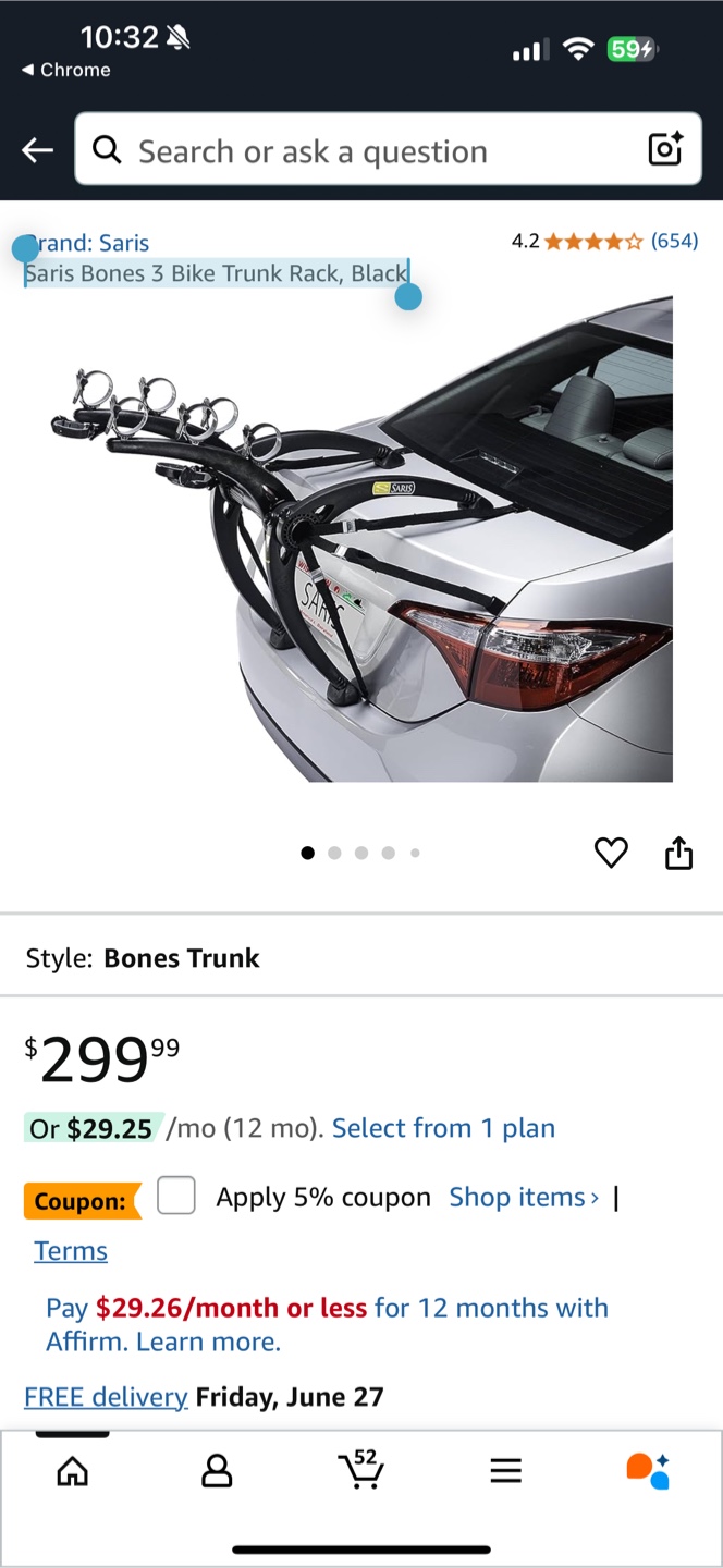 Saris Bones EX 3 Bike Trunk Rack - Black - photo 2