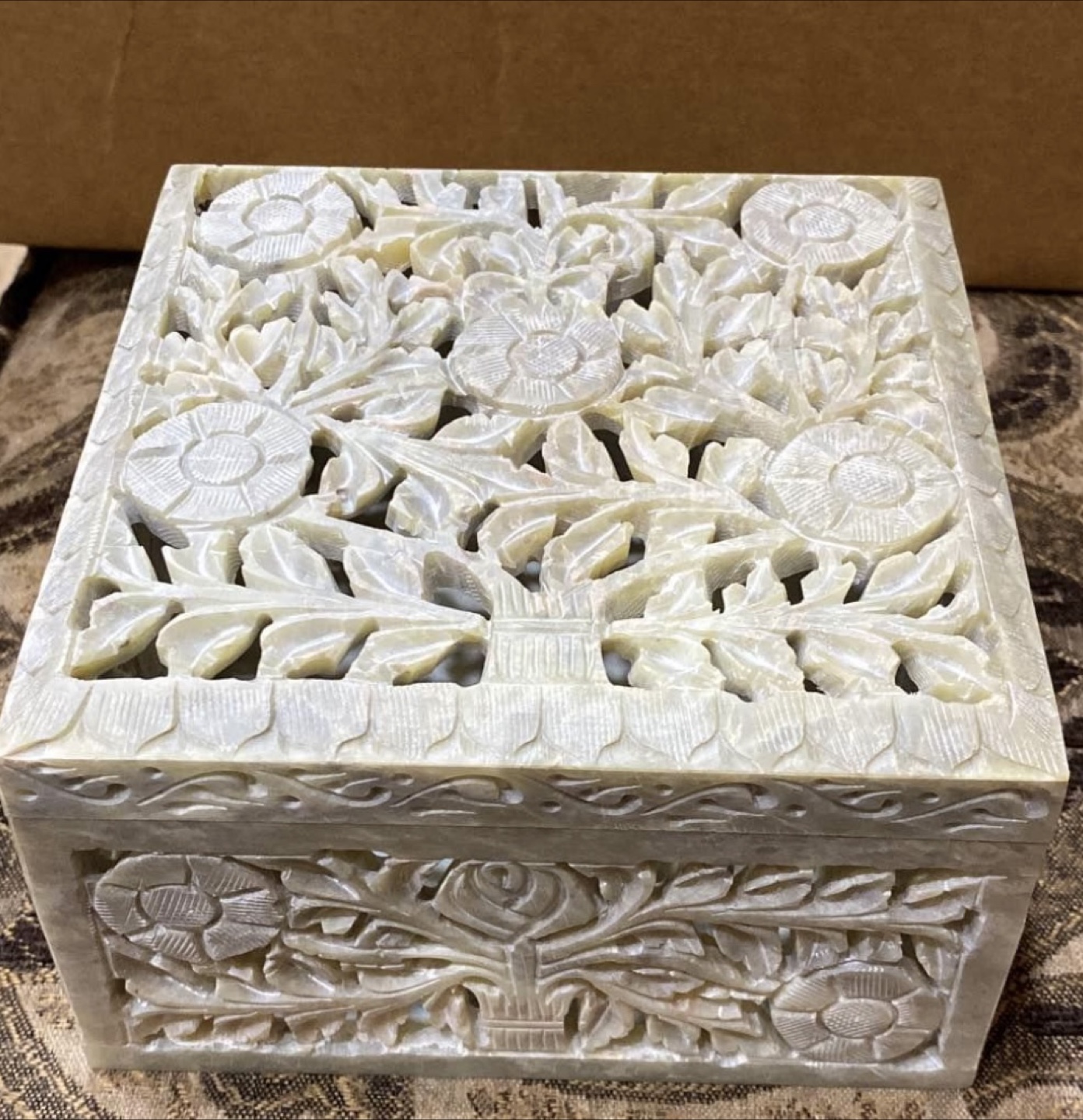 Hand Carved Stone Box