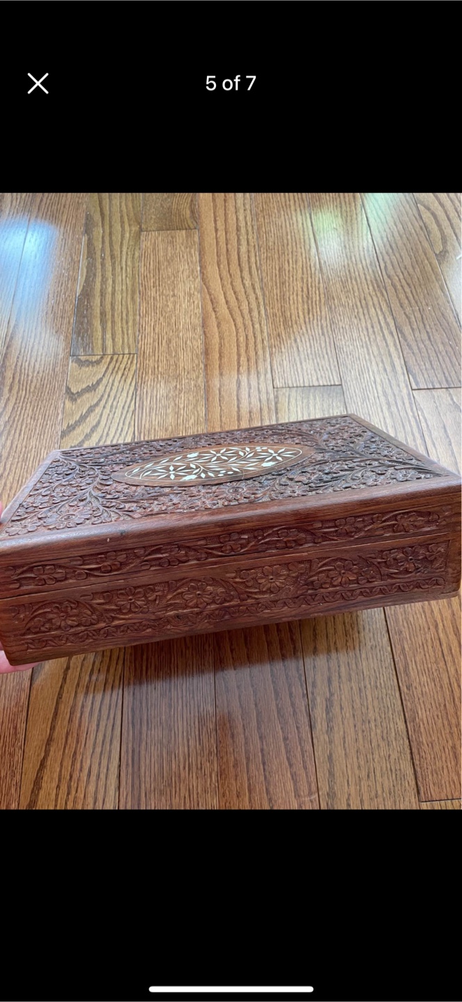 Hand Carved Wooden Box with Floral Design - photo 2