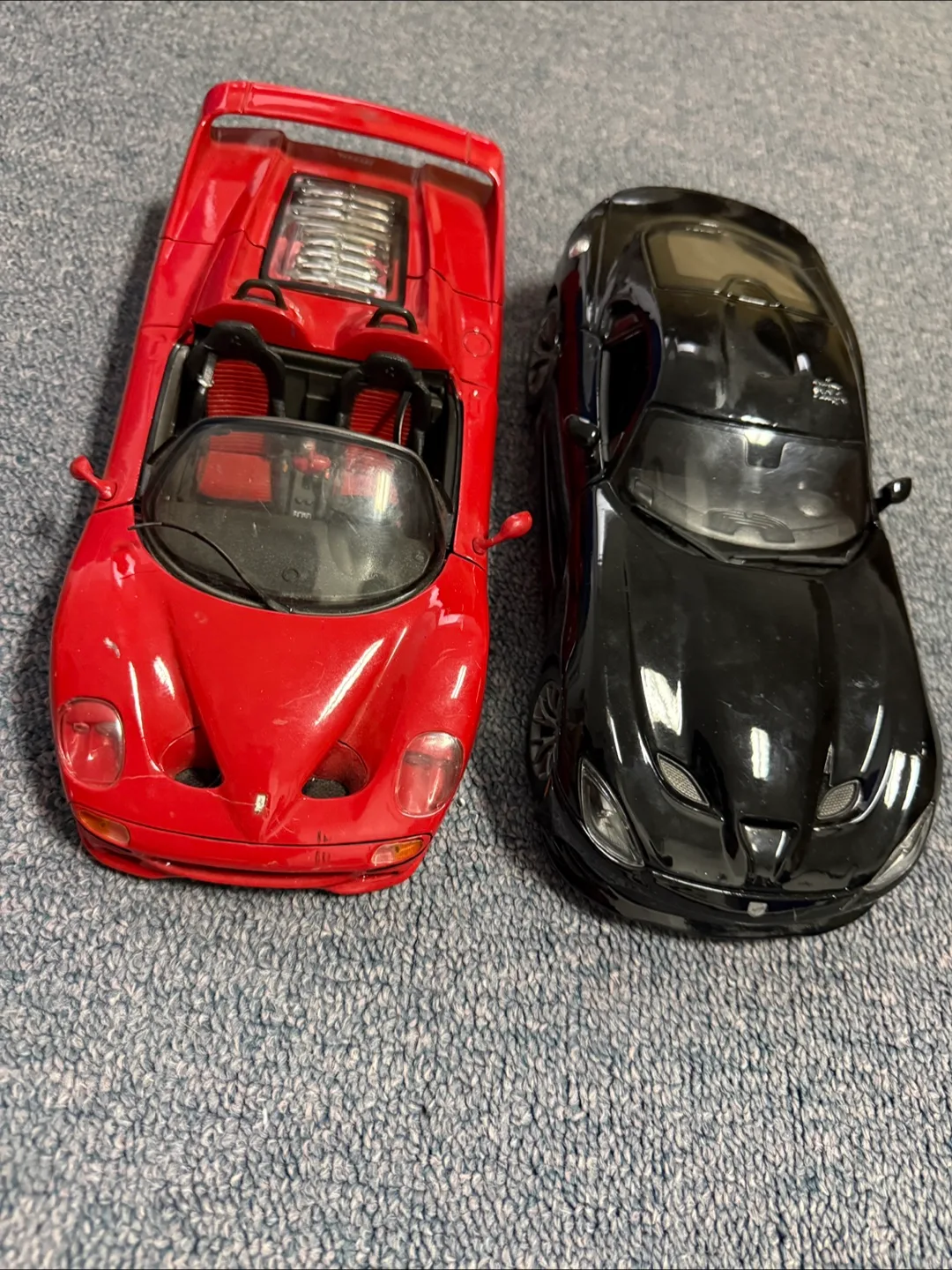 Two Diecast Model Cars - Red & Black thumbnail
