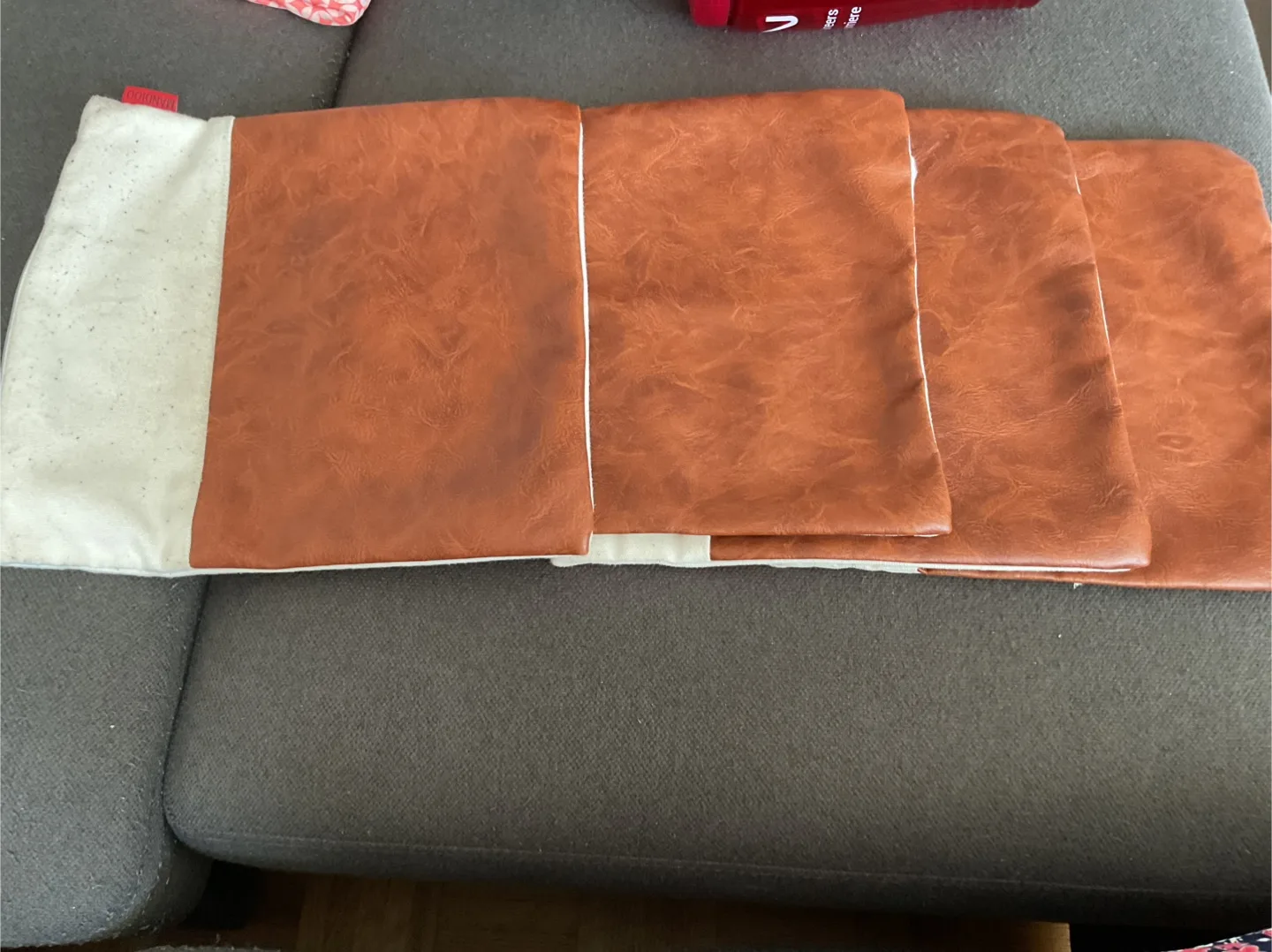 Brown Faux Leather Pillow Covers - Set of 4#freecycle thumbnail