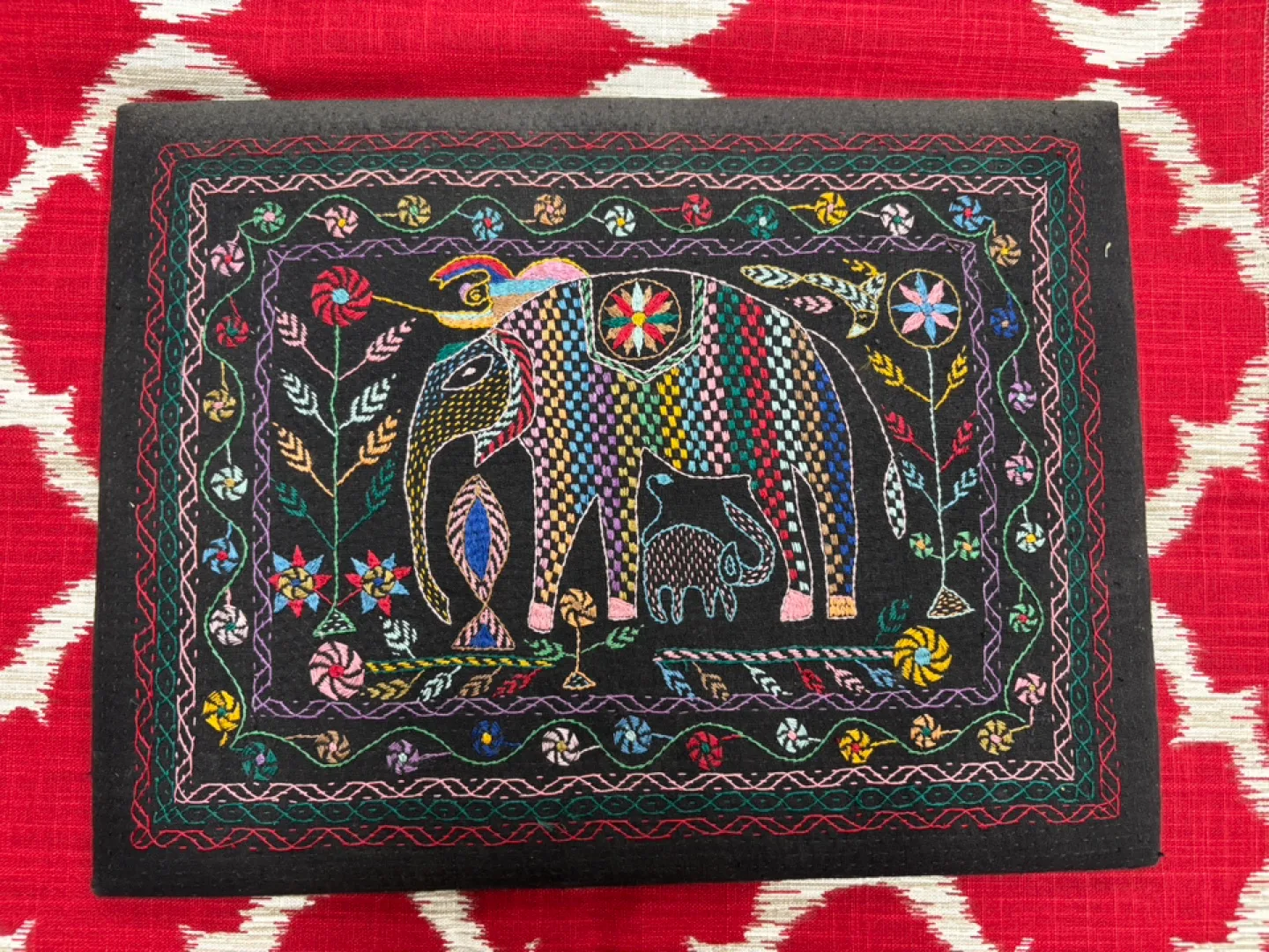 Embroidered Elephant Decorative Wall Hanging thumbnail