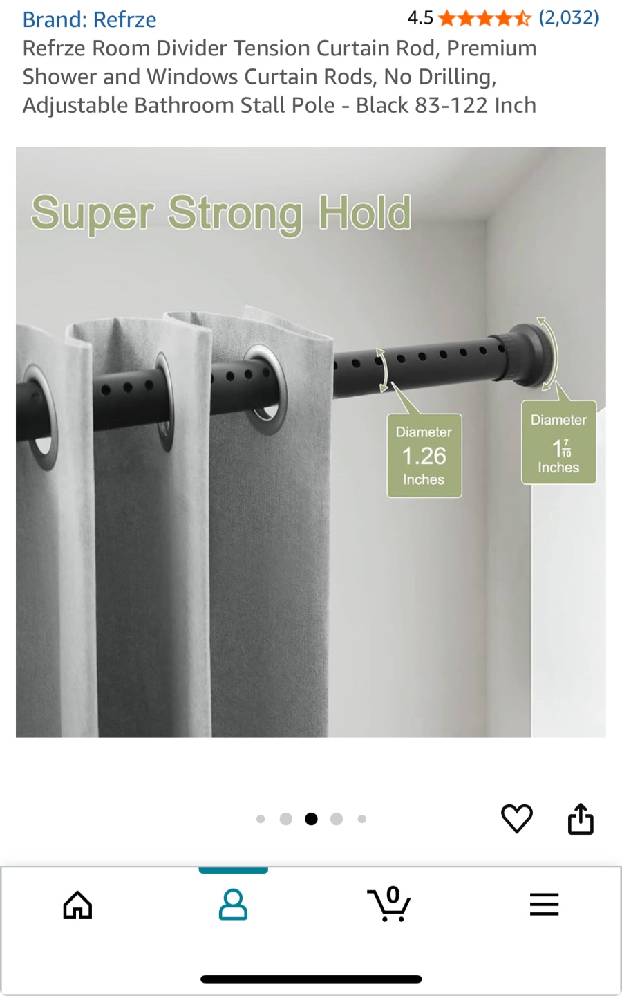 Black Tension Curtain Rod 83-122 Inch - photo 4
