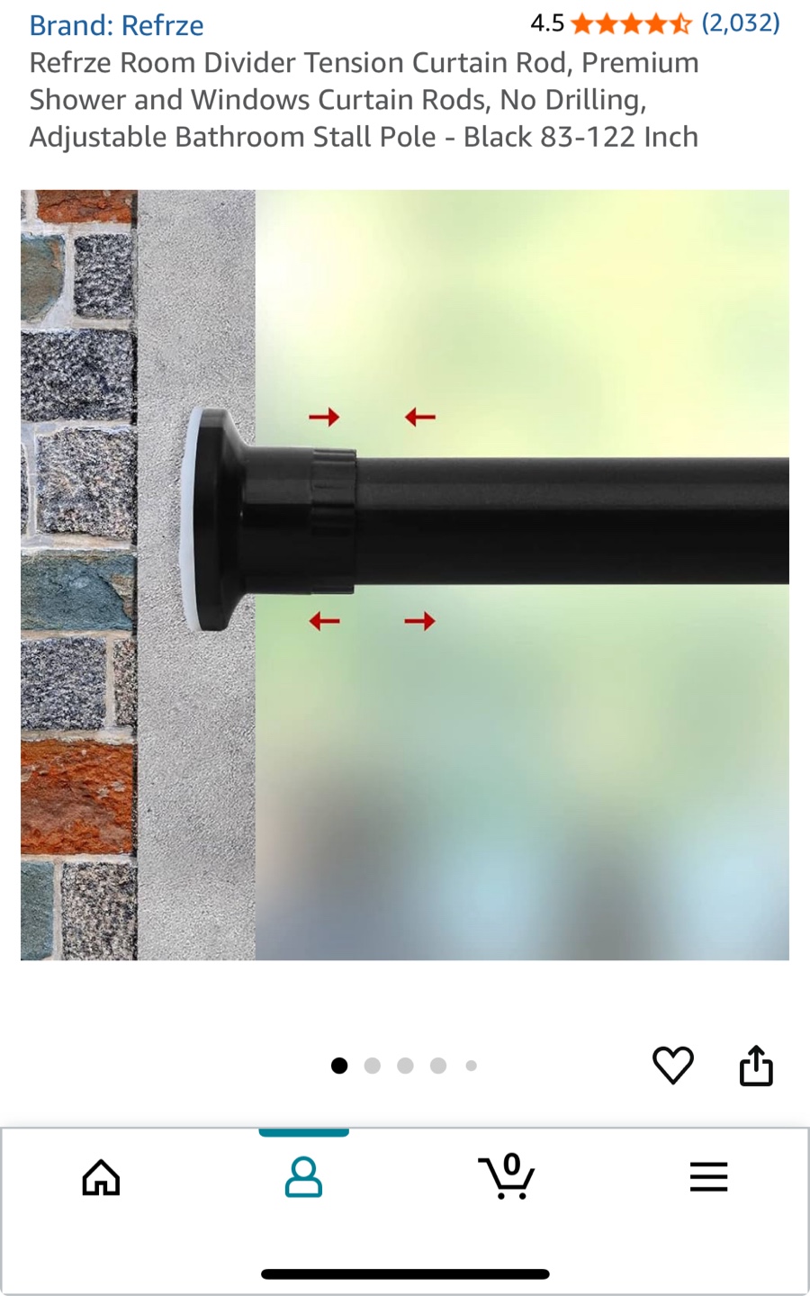Black Tension Curtain Rod 83-122 Inch - photo 3