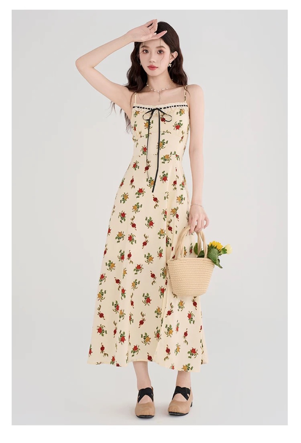 Floral Print Midi Dress with Cardigan - photo 2