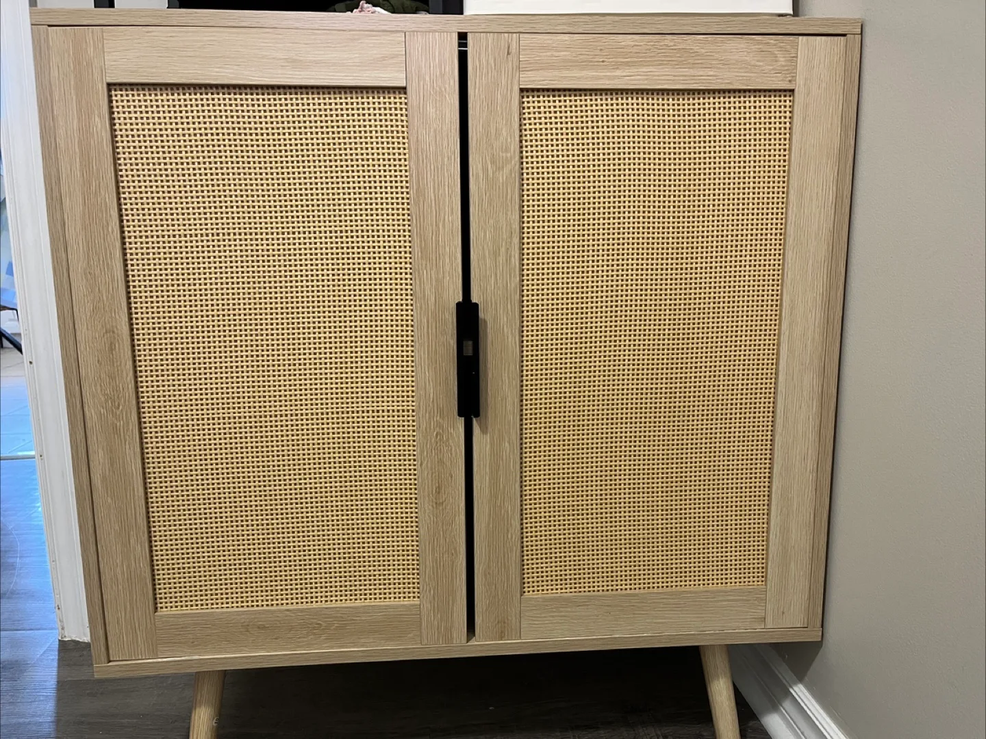 Wooden Cabinet with Rattan Doors thumbnail