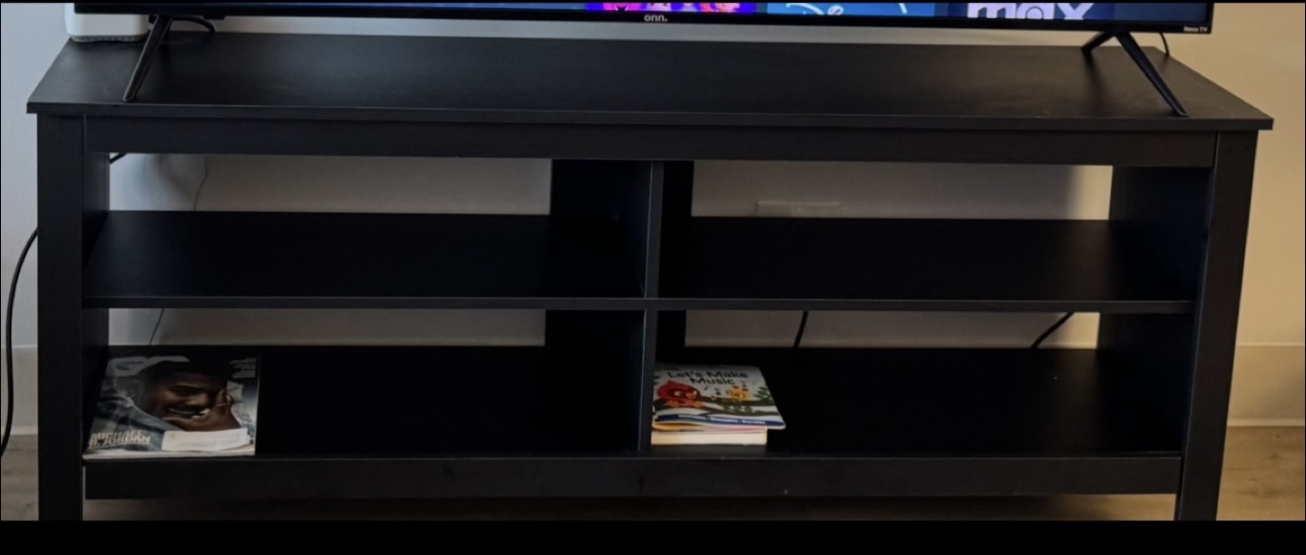 Black TV Stand with Shelves