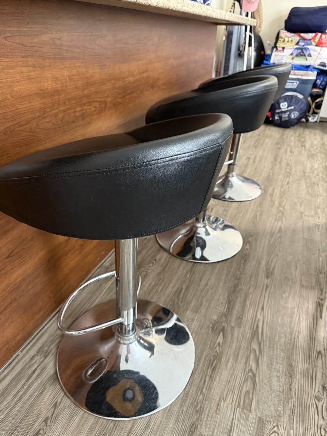 Set of 3 Black Bar Stools - photo 2