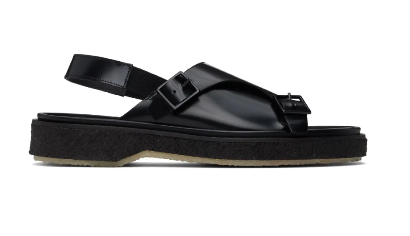 Men's Black Leather Sandals - Size 9 - $120 image indicator(3)