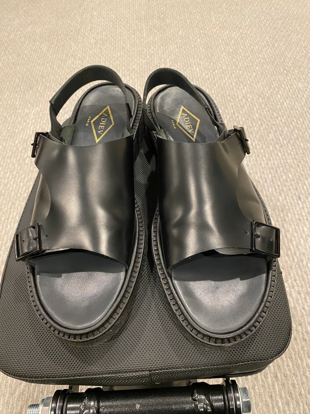 Men's Black Leather Sandals - Size 9 - $120 image indicator(5)