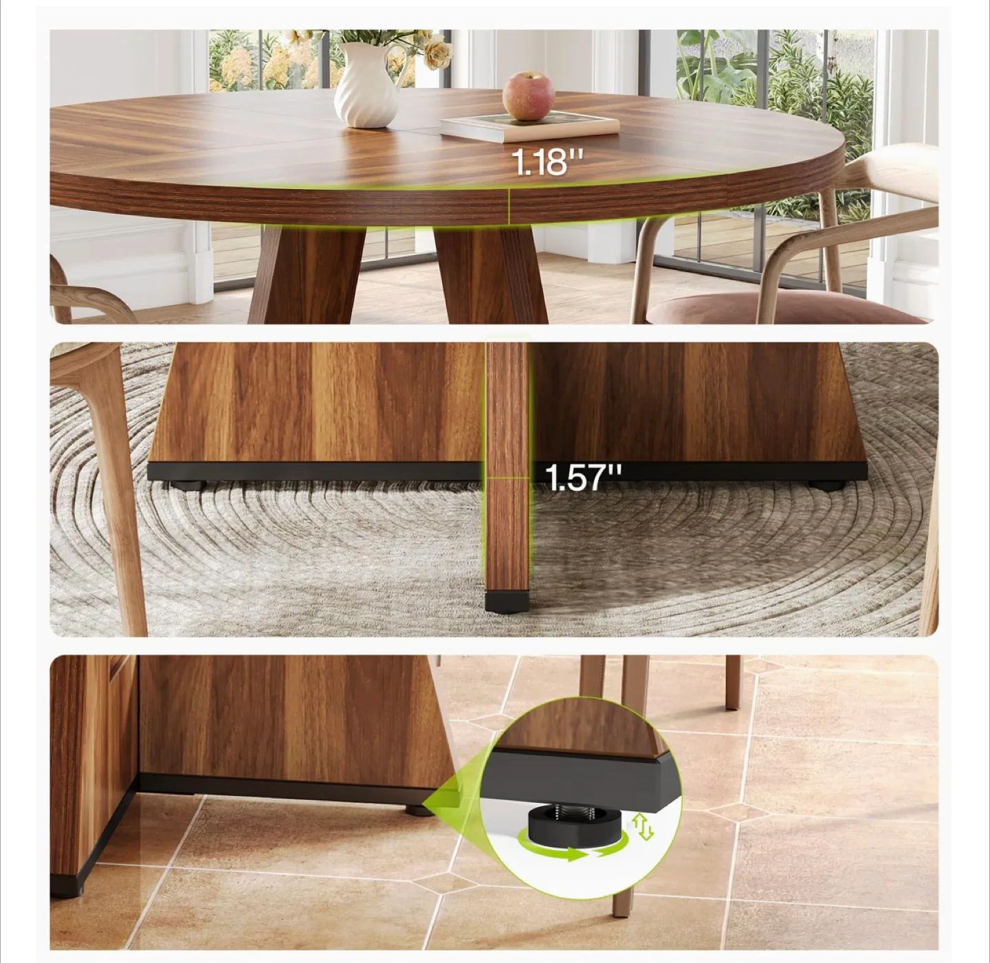 🥕Round Wooden Dining Table (GRAY color) image indicator(9)