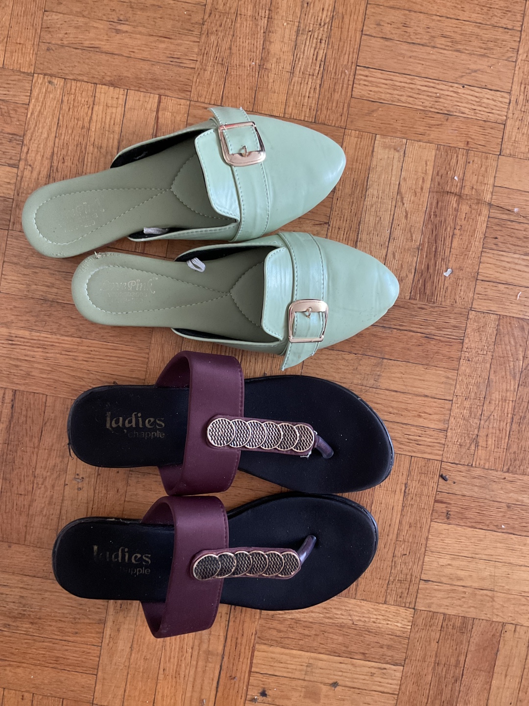 #freecycle Ladies Chapple & Unbranded Green Mules