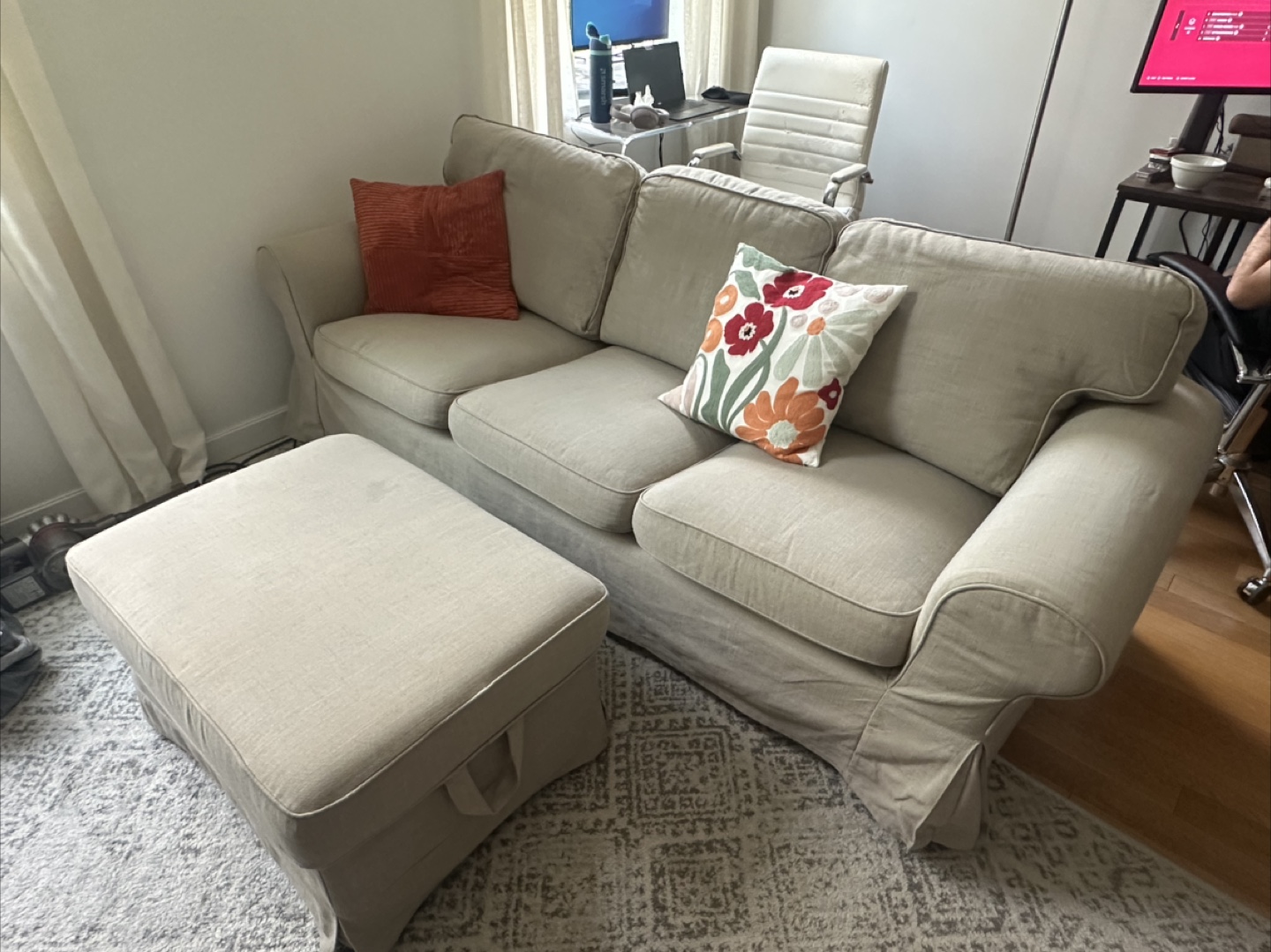 IKEA Sectional Sofa with Ottoman - photo 3