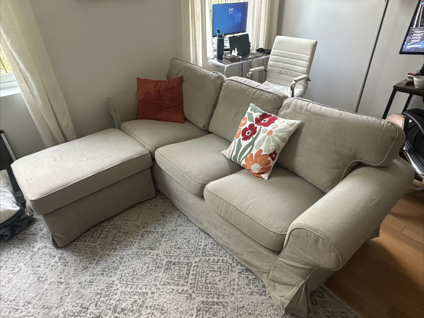 IKEA Sectional Sofa with Ottoman