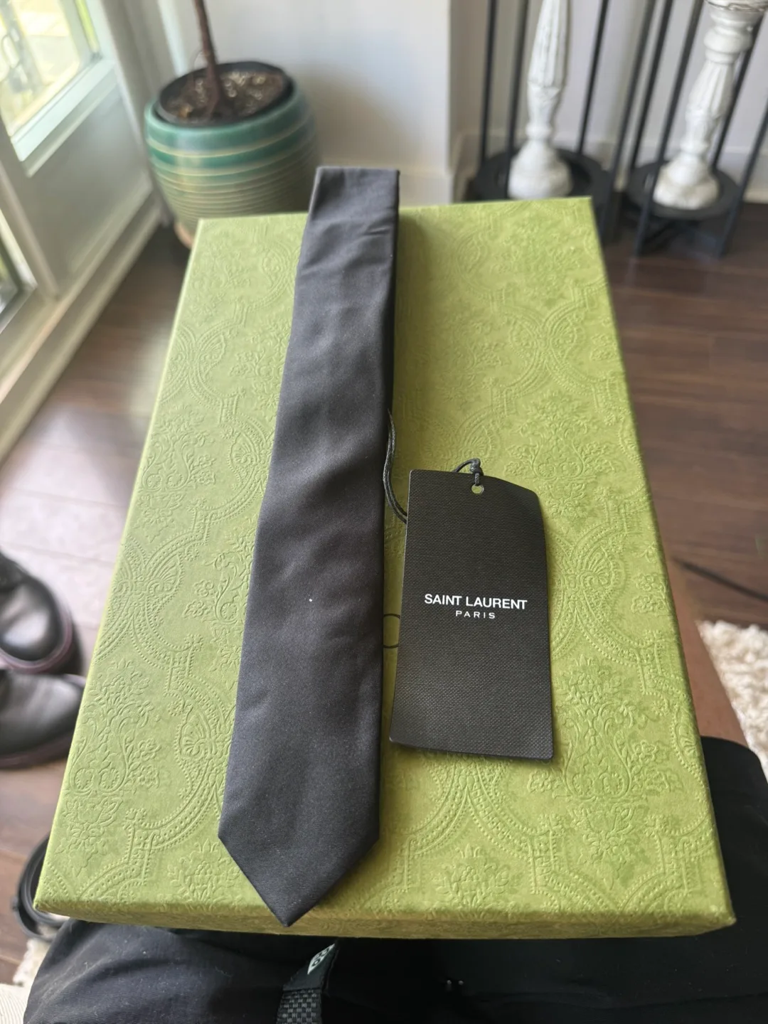 Saint Laurent Black Satin Tie thumbnail