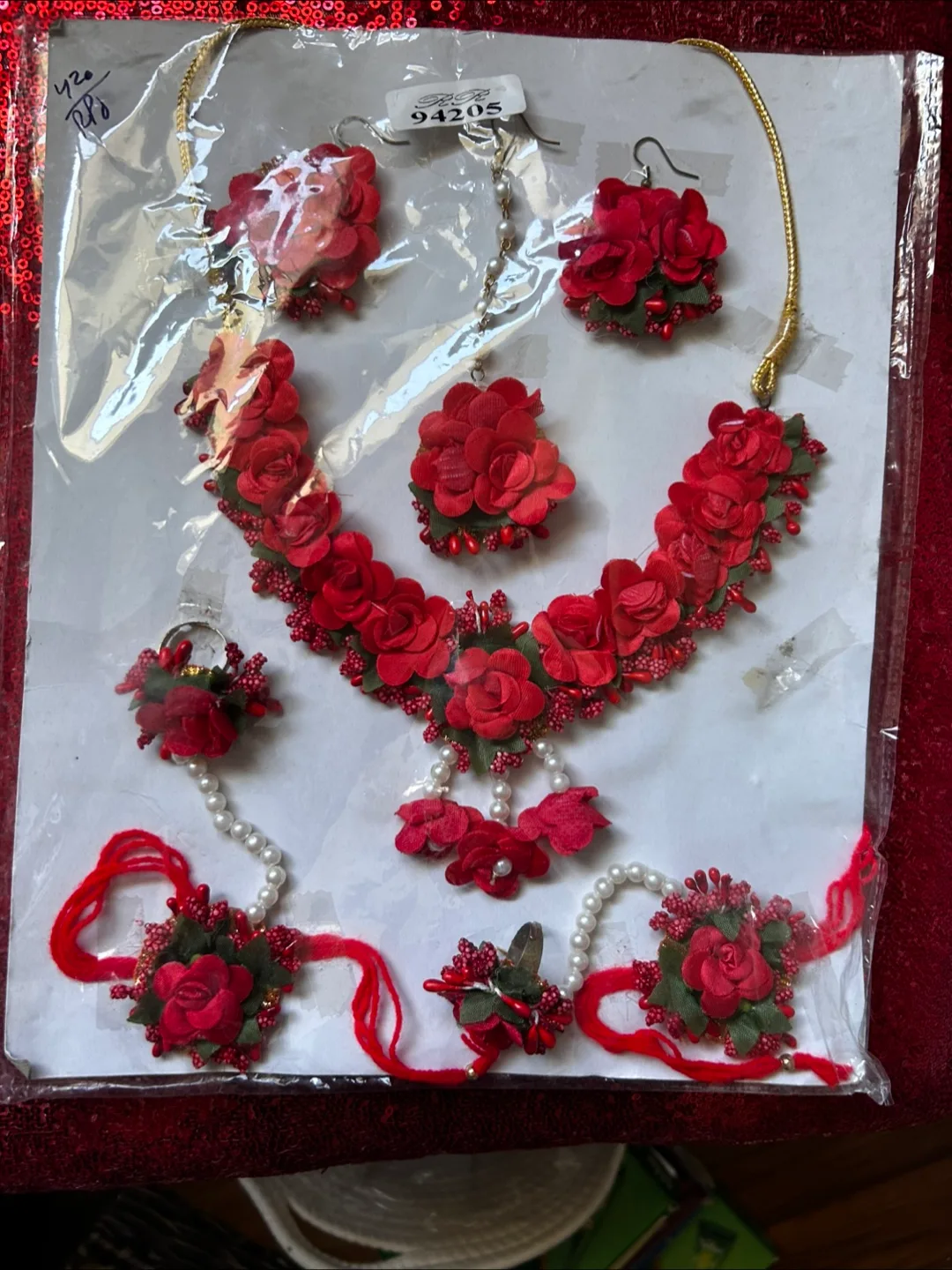 Red Floral Jewellery Set thumbnail