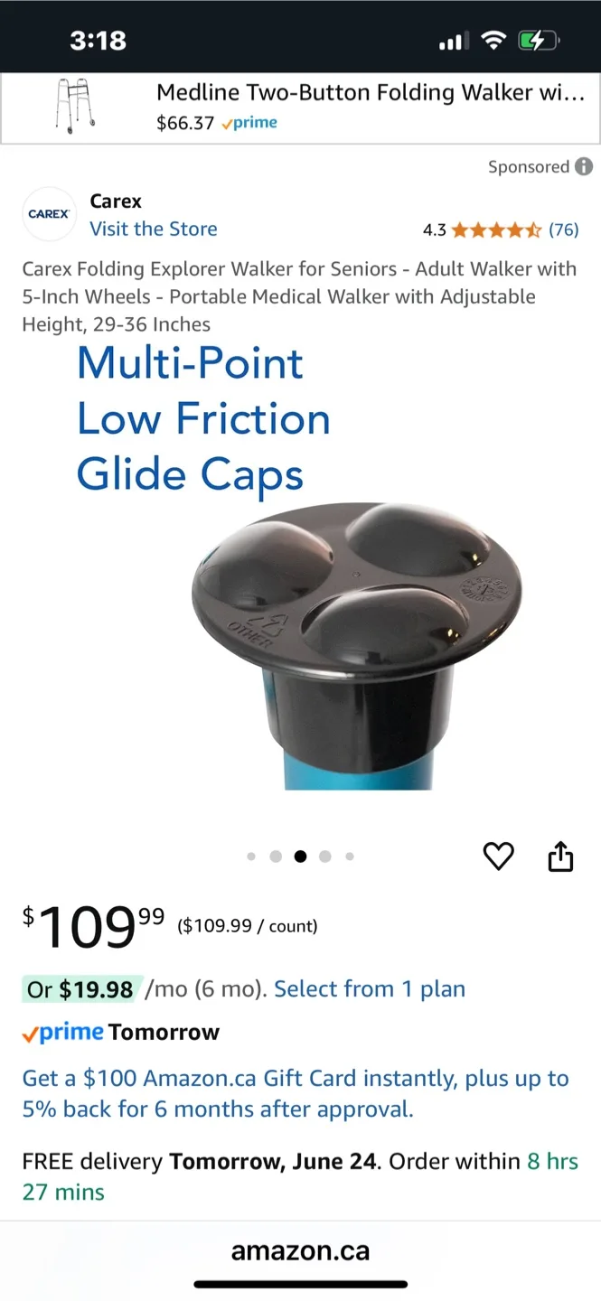 NEW Carex Explorer Folding Walker with Wheels - Blue image indicator(5)