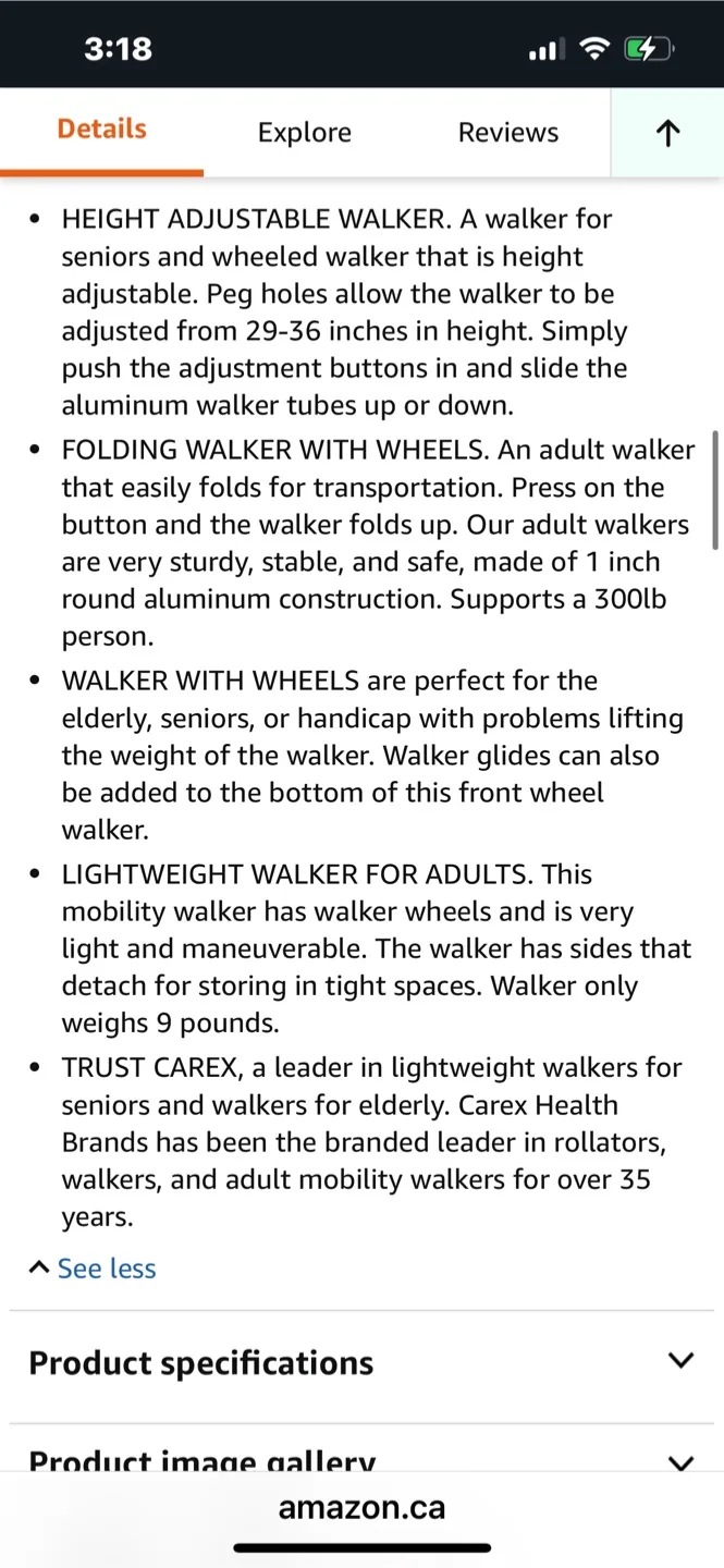 NEW Carex Explorer Folding Walker with Wheels - Blue image indicator(6)