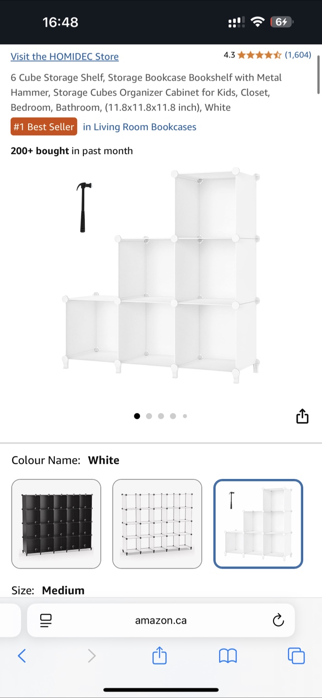HOMIDEC  9 Cube Storage Shelf - White, Medium