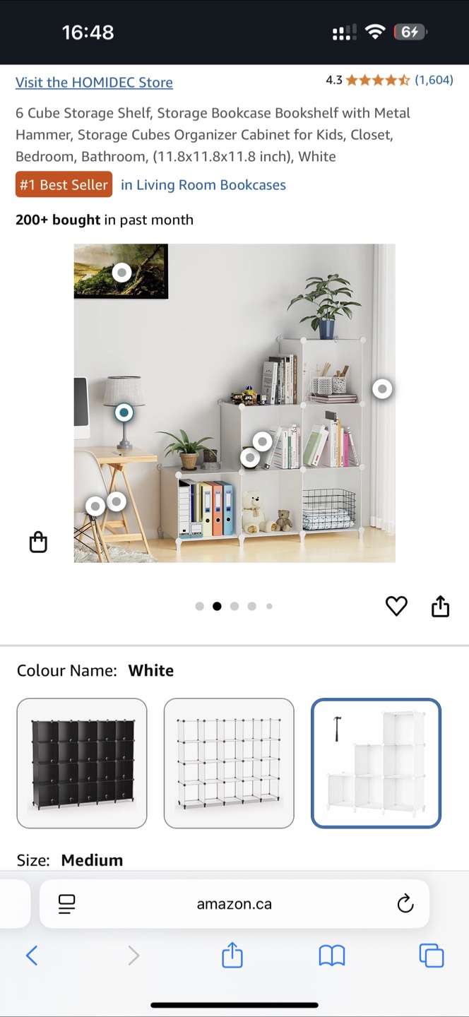 HOMIDEC  9 Cube Storage Shelf - White, Medium - photo 2