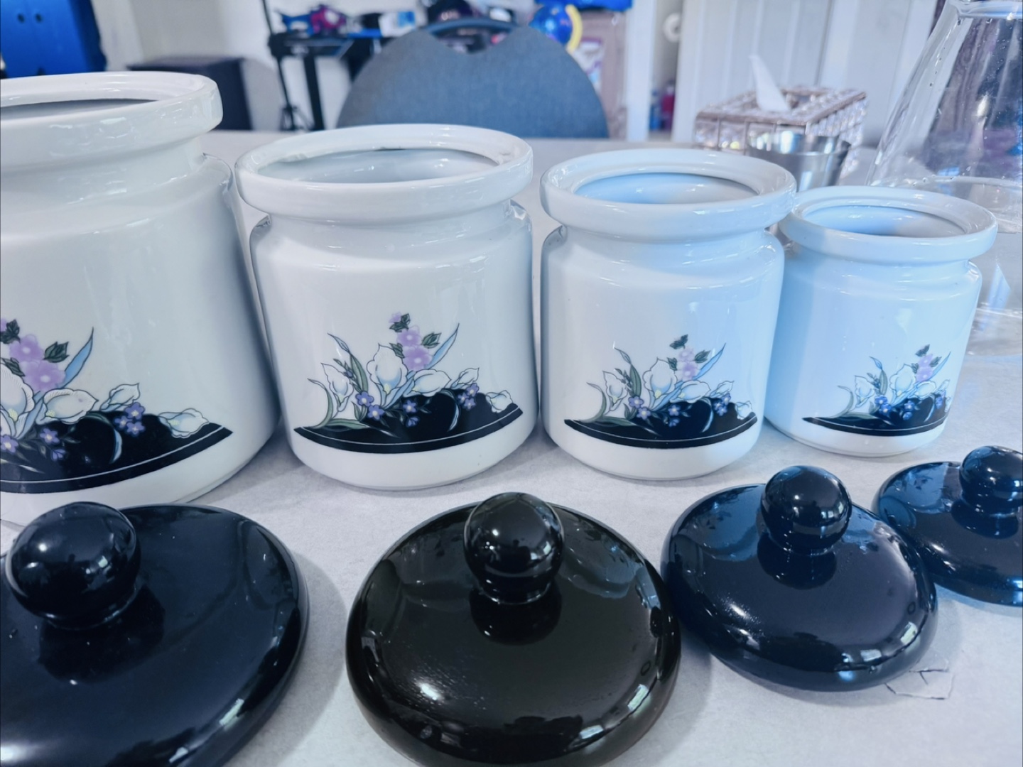 Vintage Ceramic Canister Set with Floral Design - photo 3