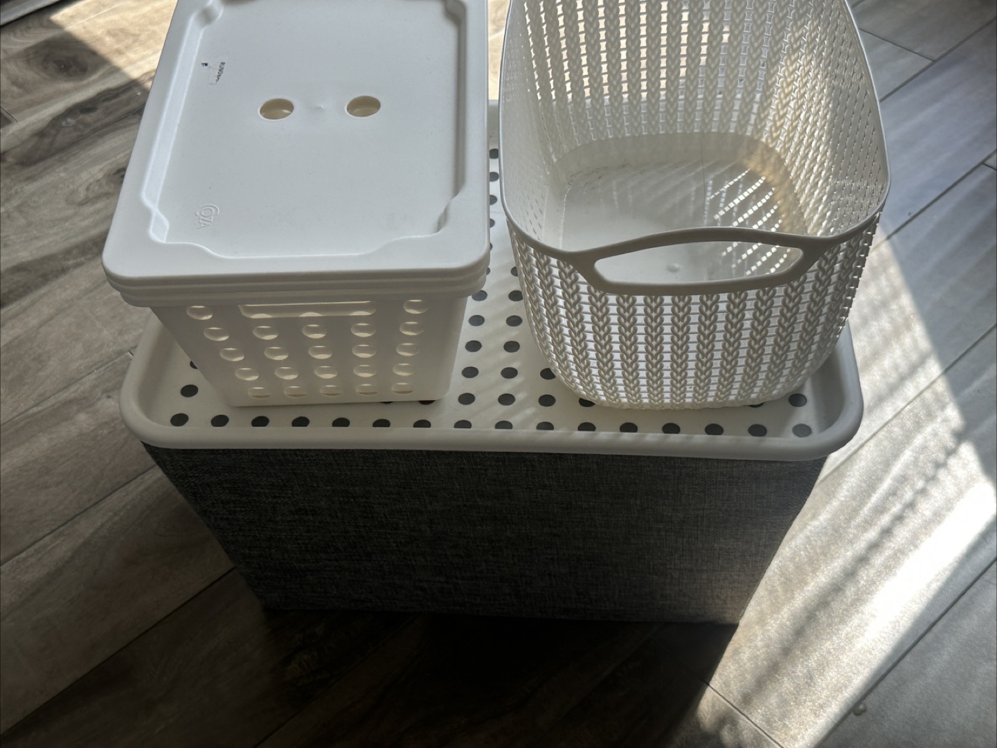 Storage Baskets - Three White Baskets