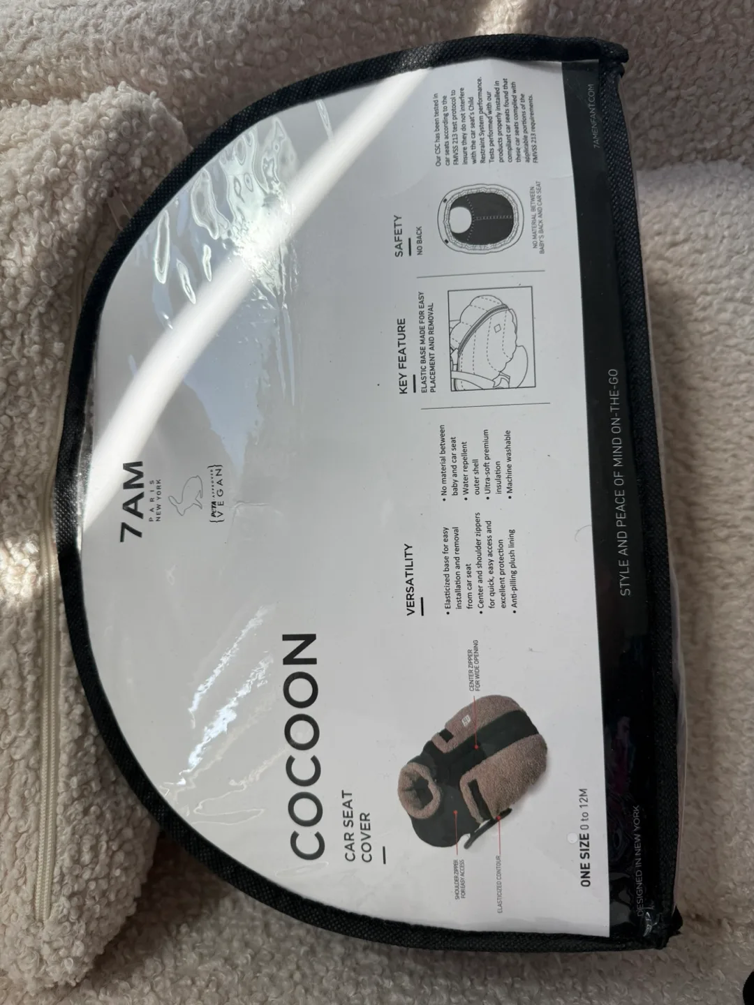 7AM Enfant Cocoon Car Seat Cover - Teddy Collection image indicator(2)