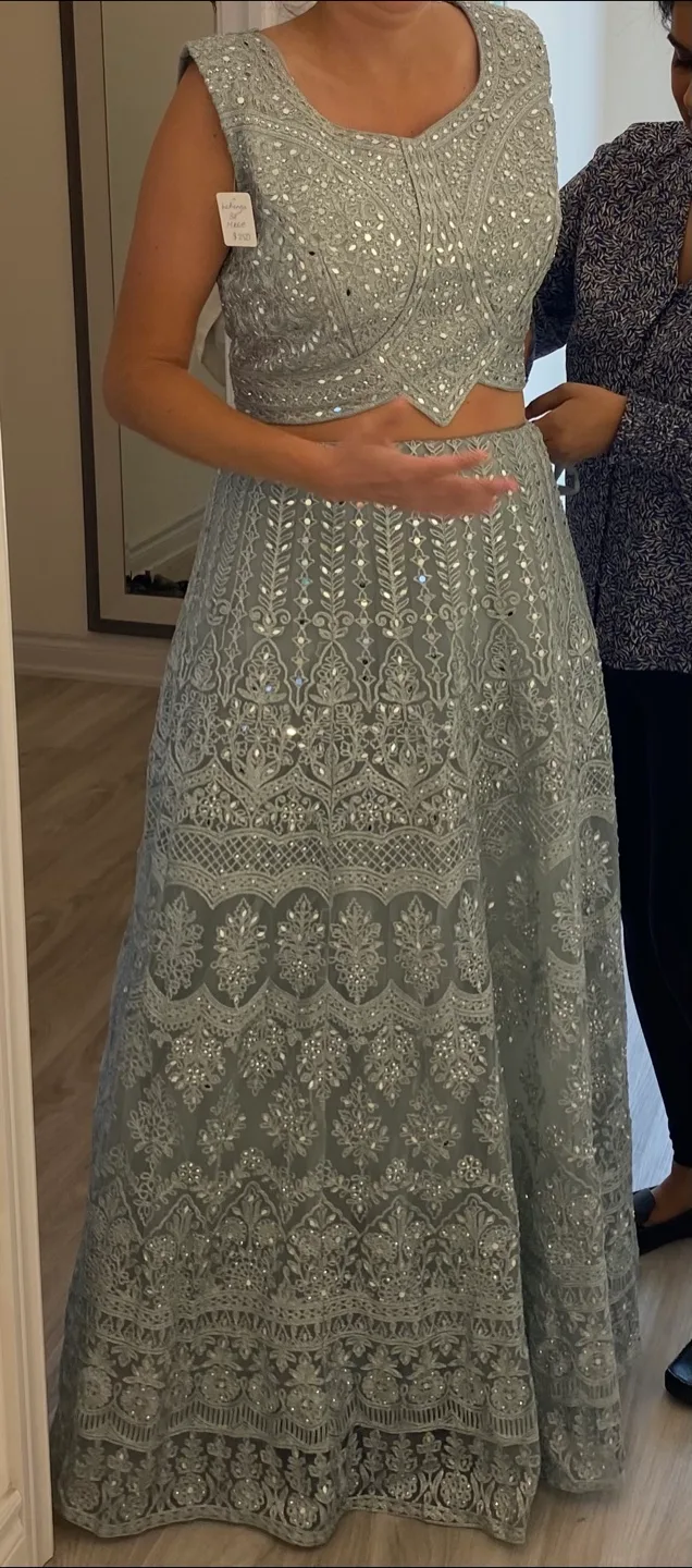 Gorgeous Silver Formal Lehenga Set image indicator(5)