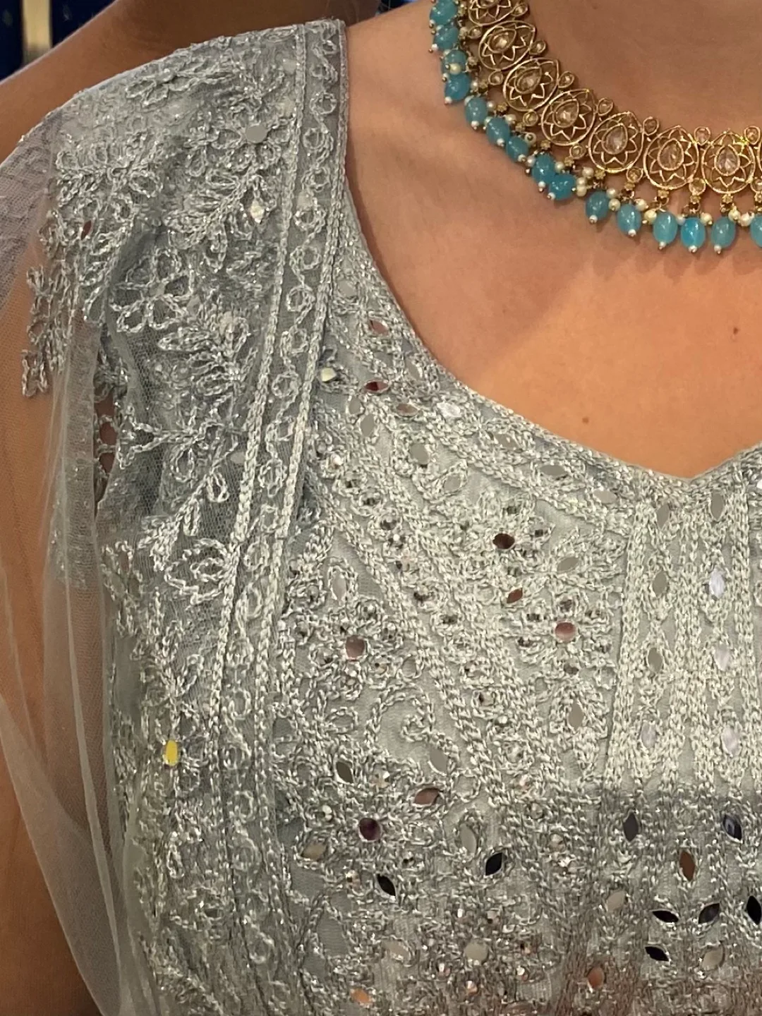 Gorgeous Silver Formal Lehenga Set image indicator(4)