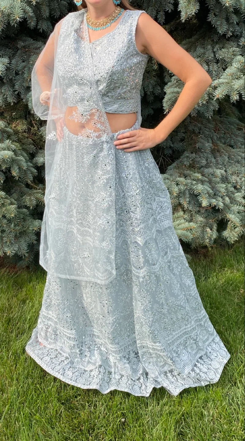Gorgeous Silver Formal Lehenga Set image indicator(2)