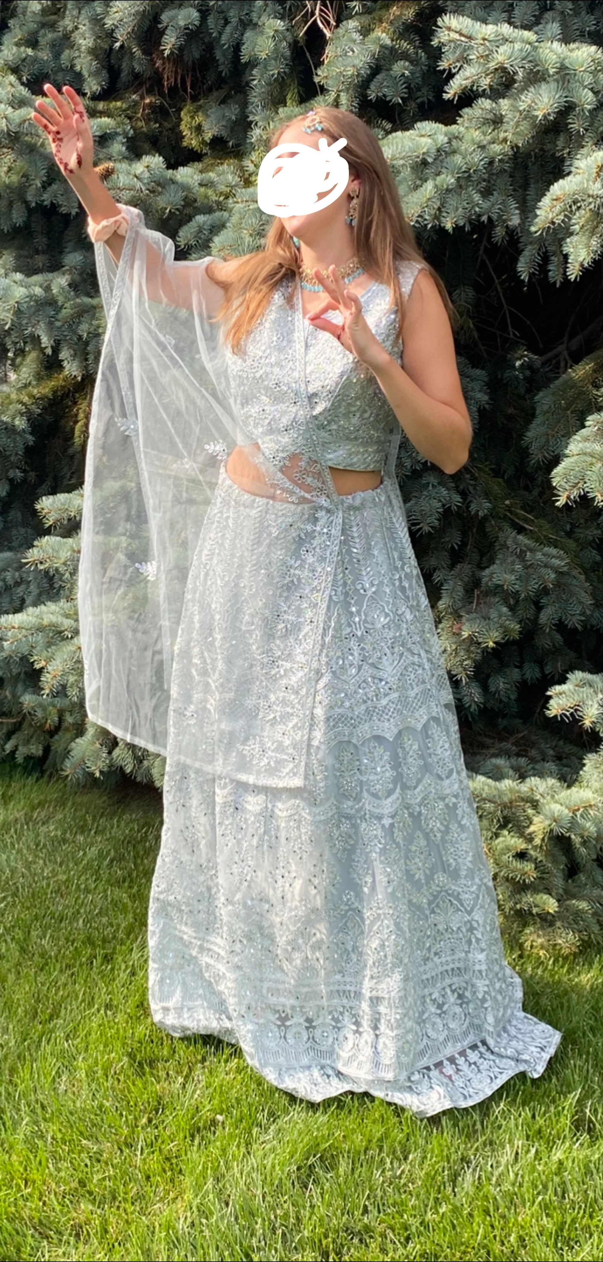 Gorgeous Silver Formal Lehenga Set image indicator(3)