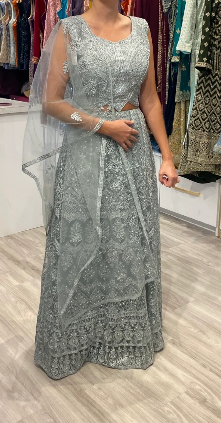 Gorgeous Silver Formal Lehenga Set image indicator(6)