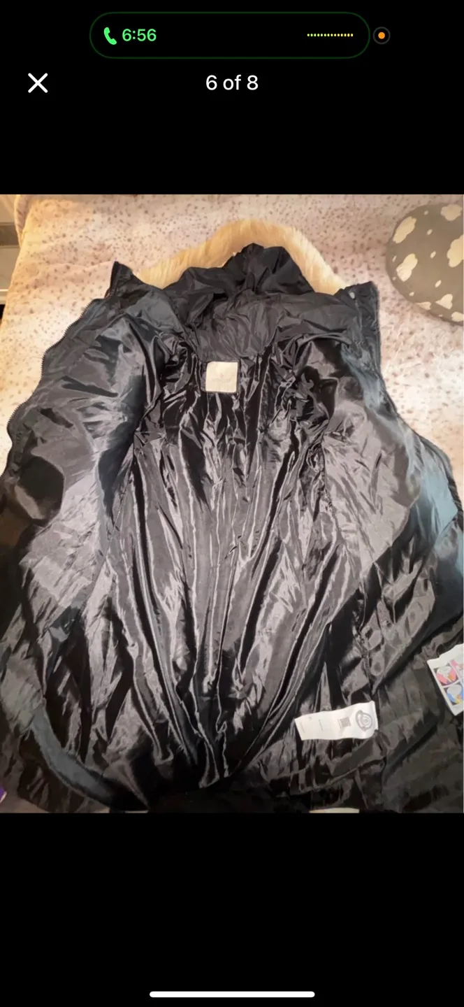 Moncler Black Padded Down Coat with Fur Hood image indicator(5)