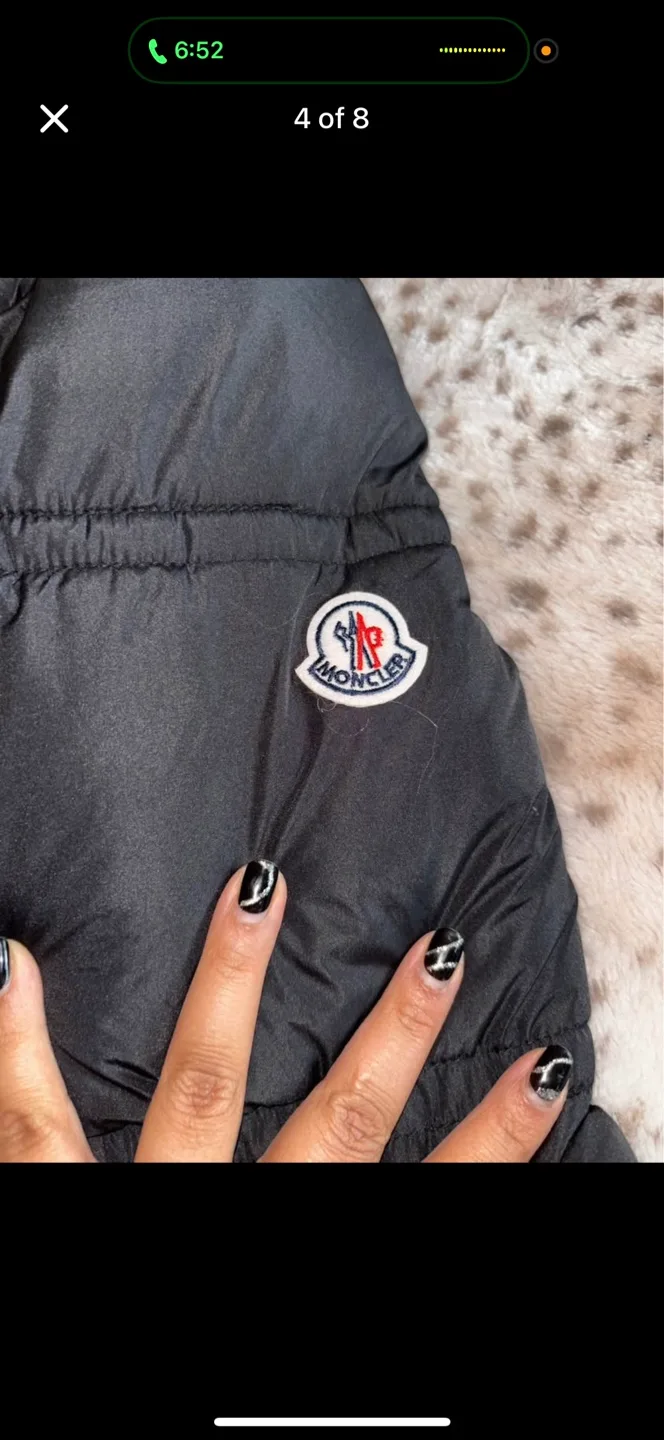 Moncler Black Padded Down Coat with Fur Hood image indicator(4)