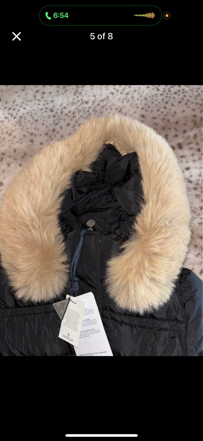 Moncler Black Padded Down Coat with Fur Hood image indicator(6)
