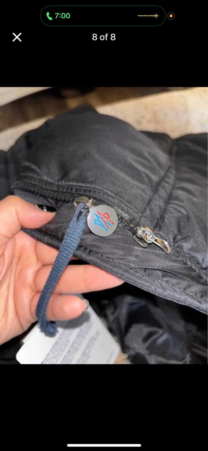 Moncler Black Padded Down Coat with Fur Hood image indicator(8)