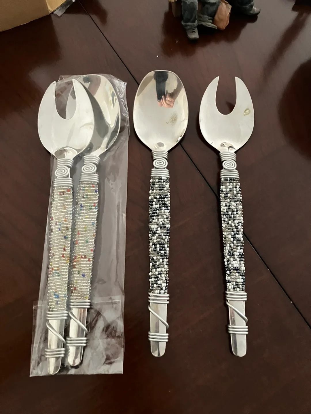 Two Silver Salad Serving Sets thumbnail