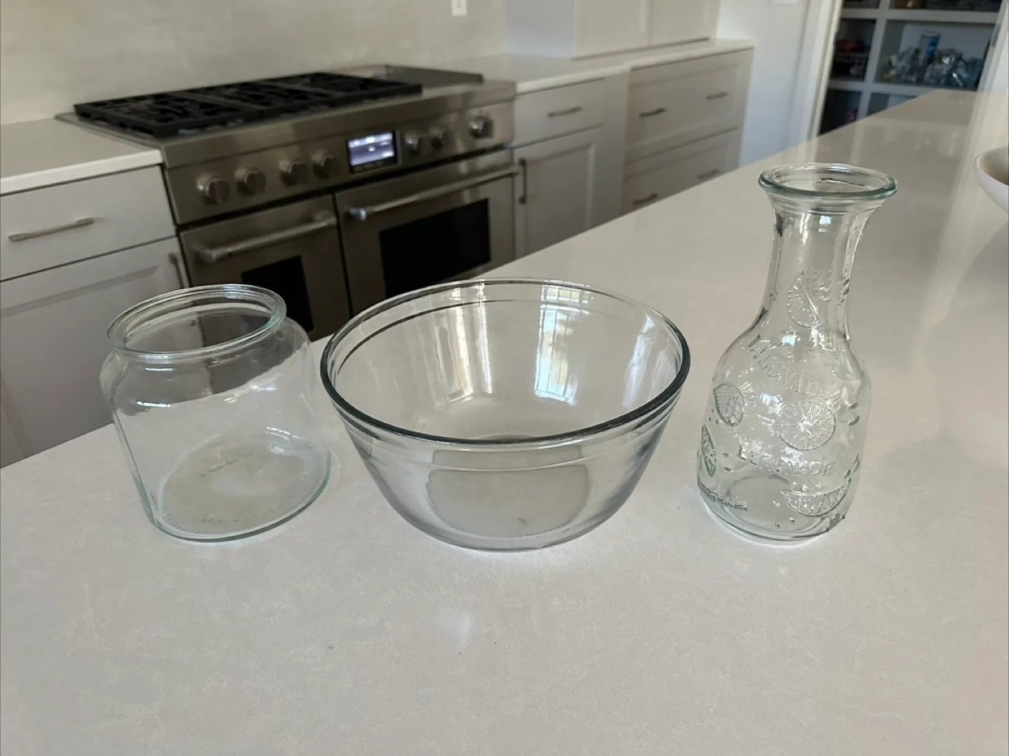 Glass lemonade pitcher - glass bowl etc $5 for all thumbnail