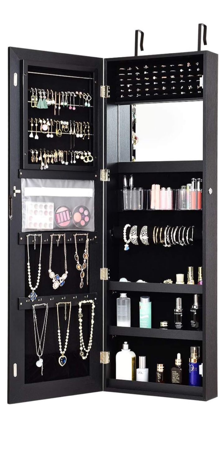 Over-the-door Hanging Full Length Mirror with Jewelry Armoire - photo 4